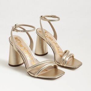 Sam Edelman Metallic Gold Block Heel Sandals